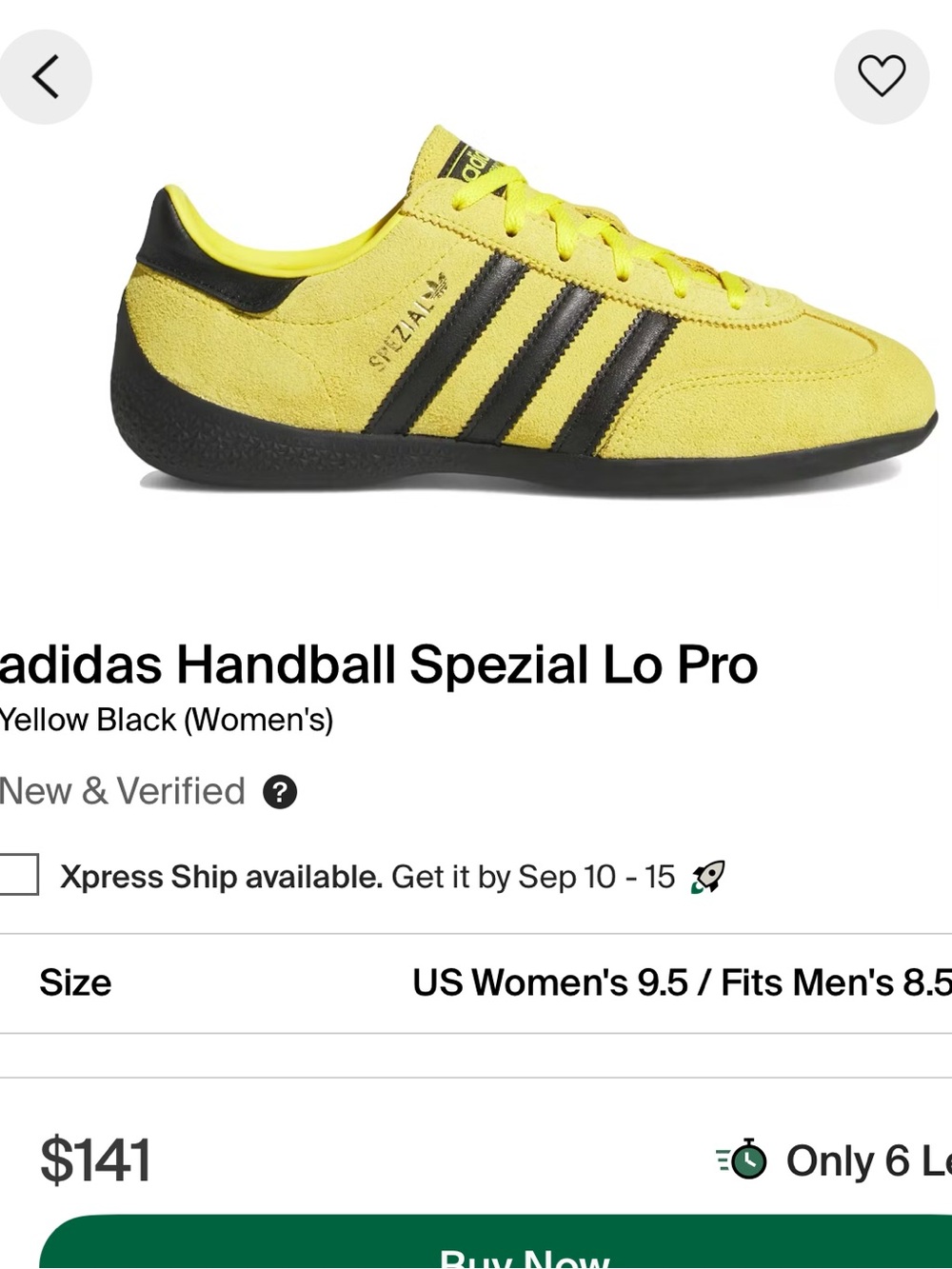 adidas Handball Spezial Lo Pro Yellow and Black Women's Sneakers